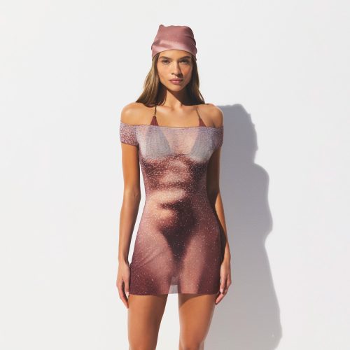 MESH COVER-UPS MINI DRESS
