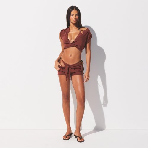 COTTON PLUNGE TWIST TOP