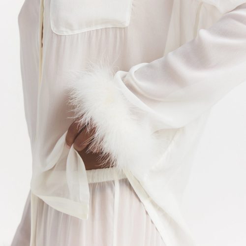 BRIDAL SLEEP FEATHER TRIM LONG SET