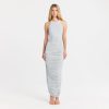 CUPRO JERSEY RUCHED LONG DRESS
