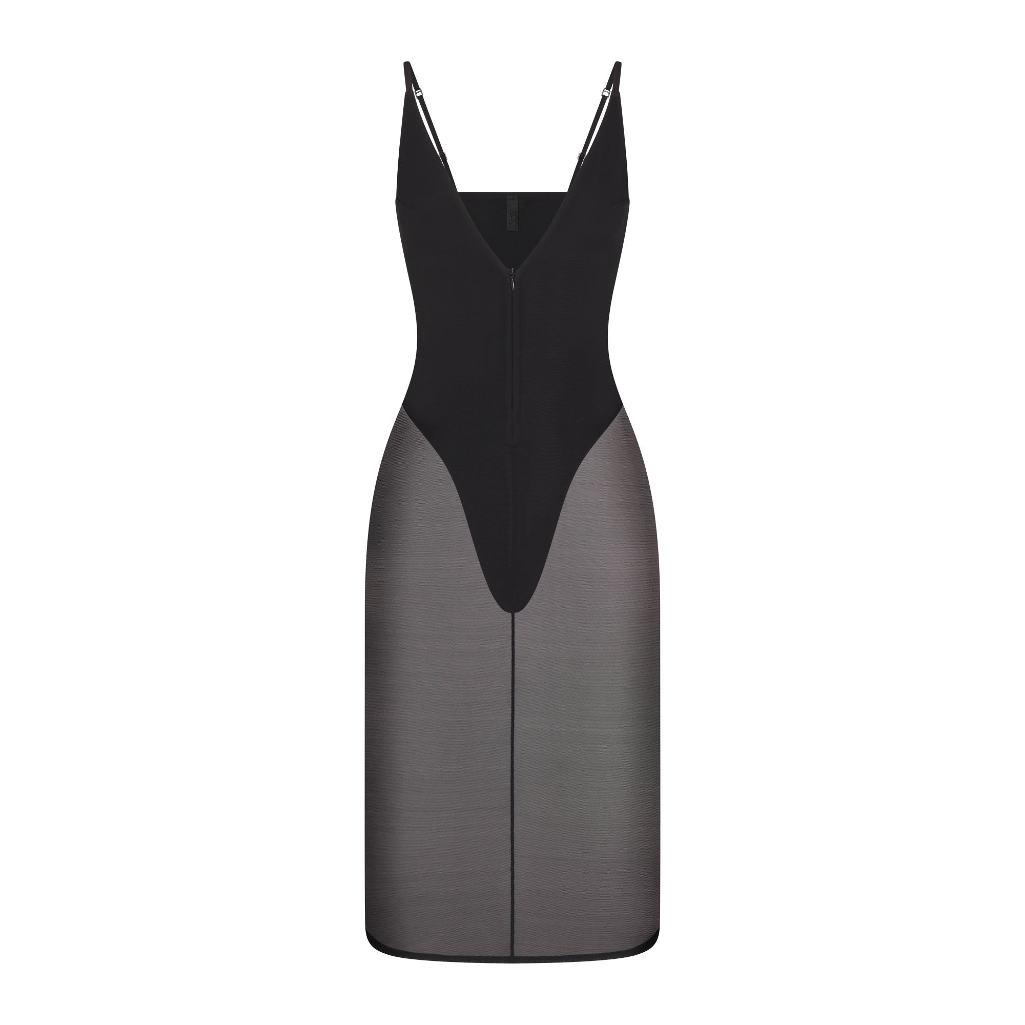 MESH PLUNGE MIDI DRESS