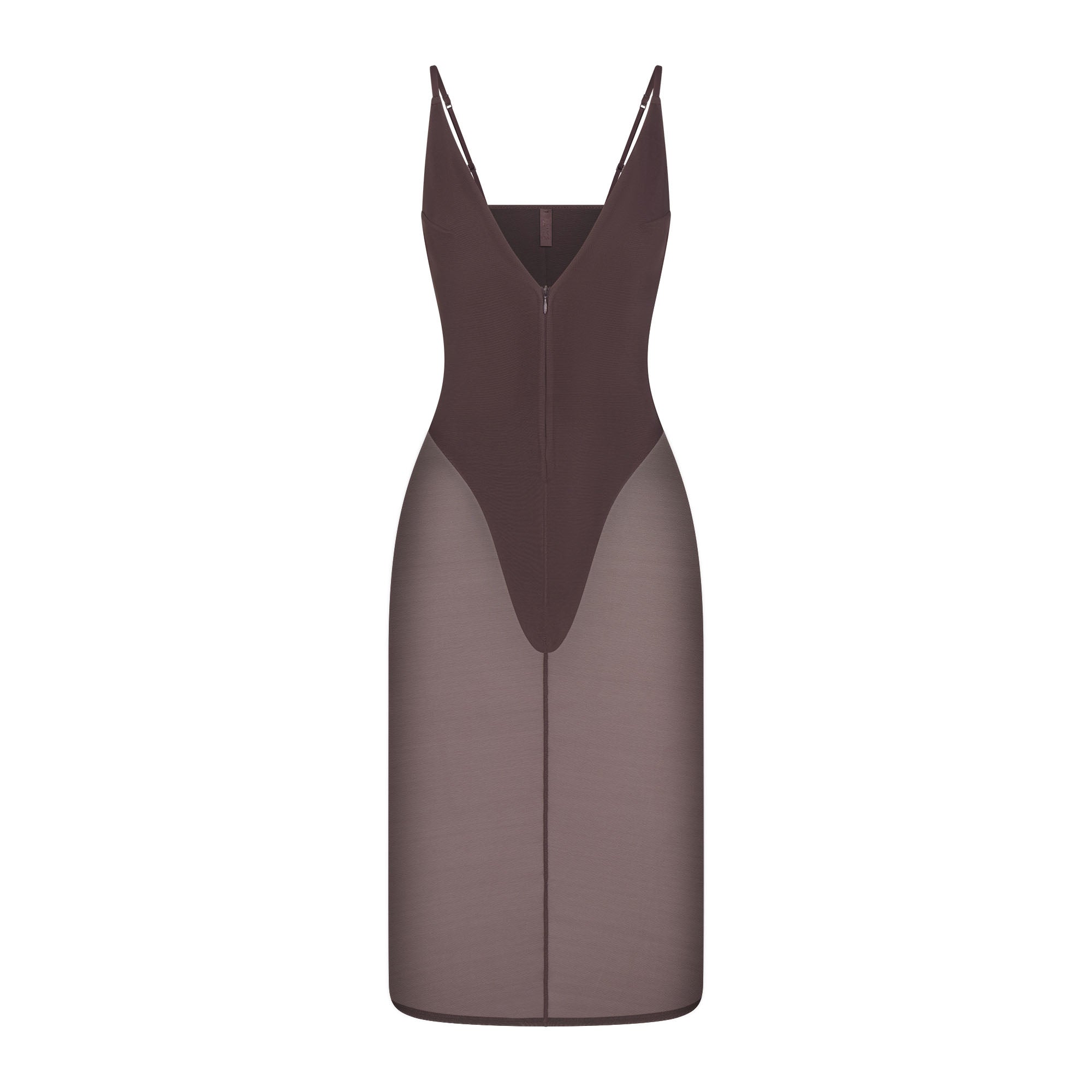 MESH PLUNGE MIDI DRESS
