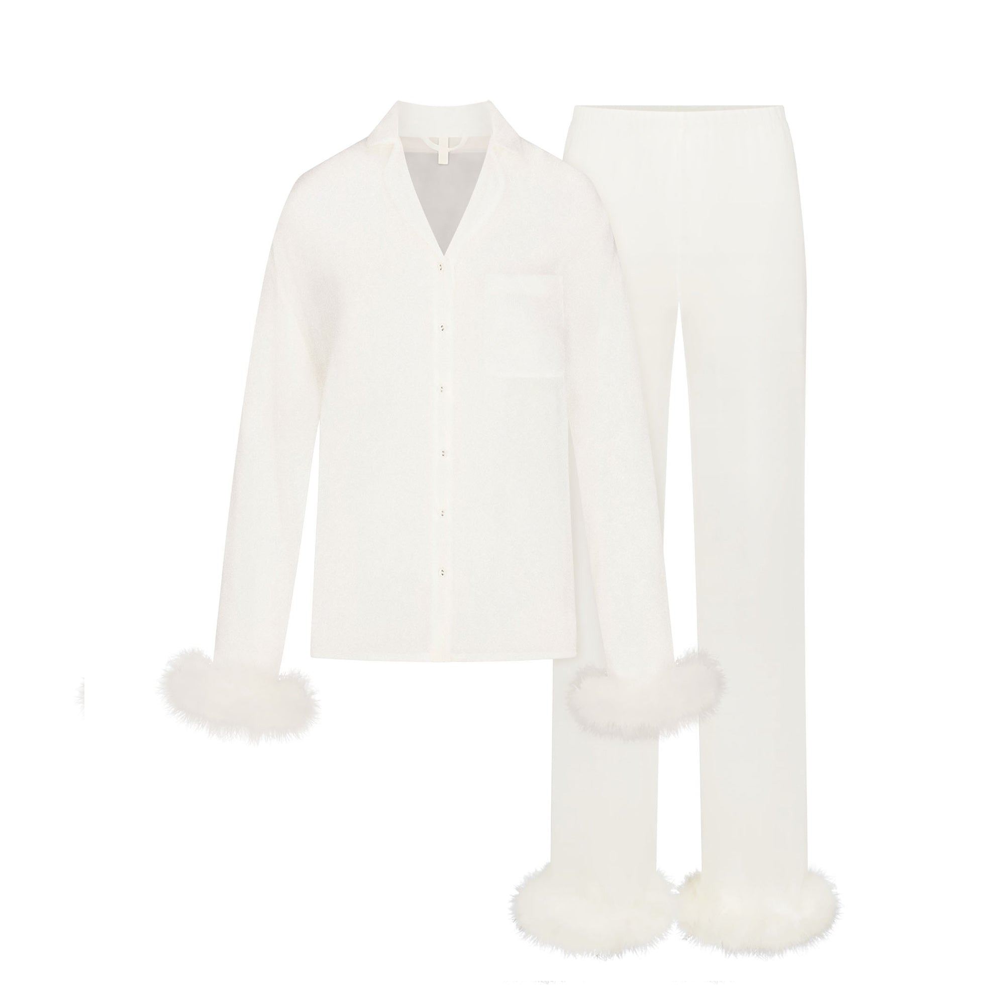 BRIDAL SLEEP FEATHER TRIM LONG SET