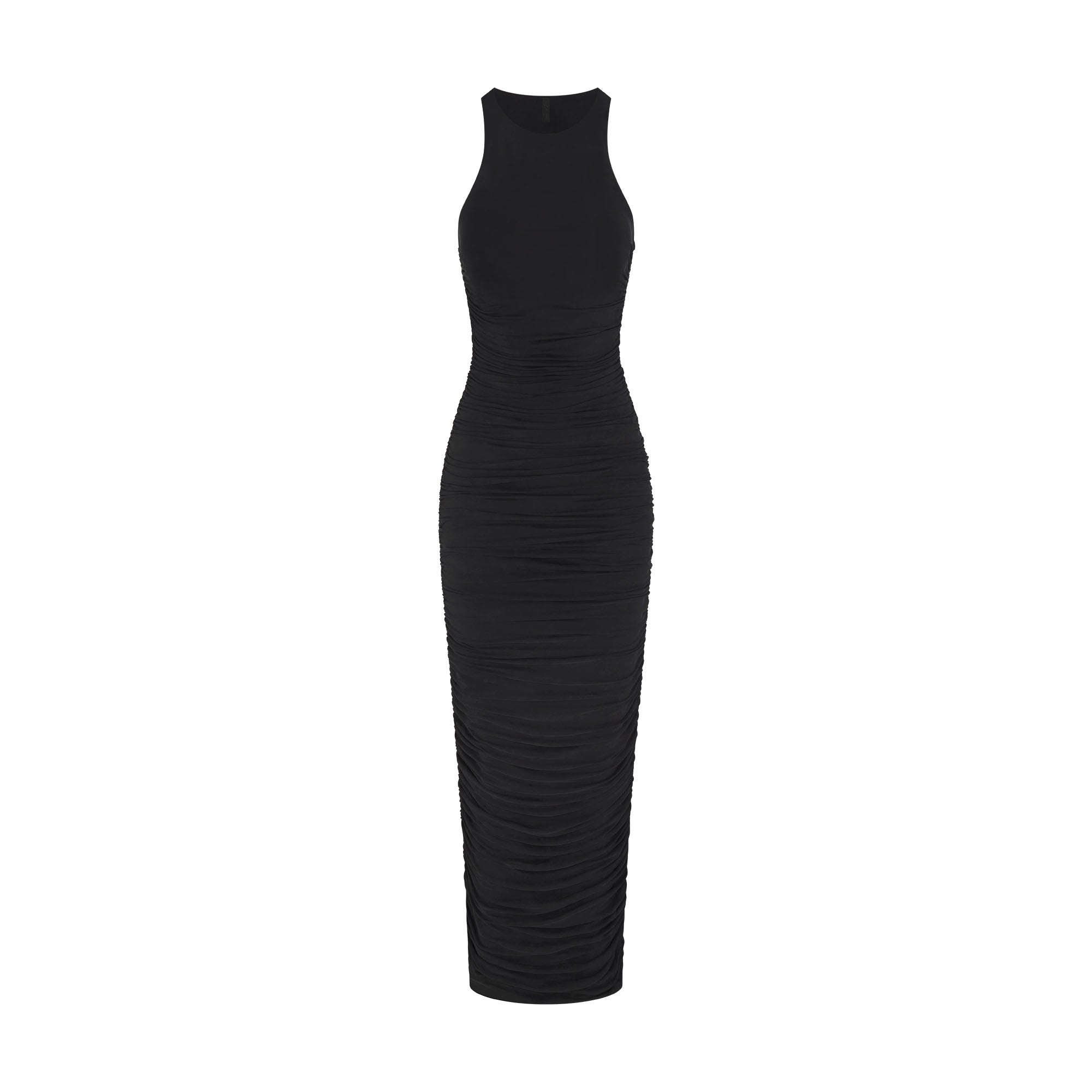 CUPRO JERSEY RUCHED LONG DRESS