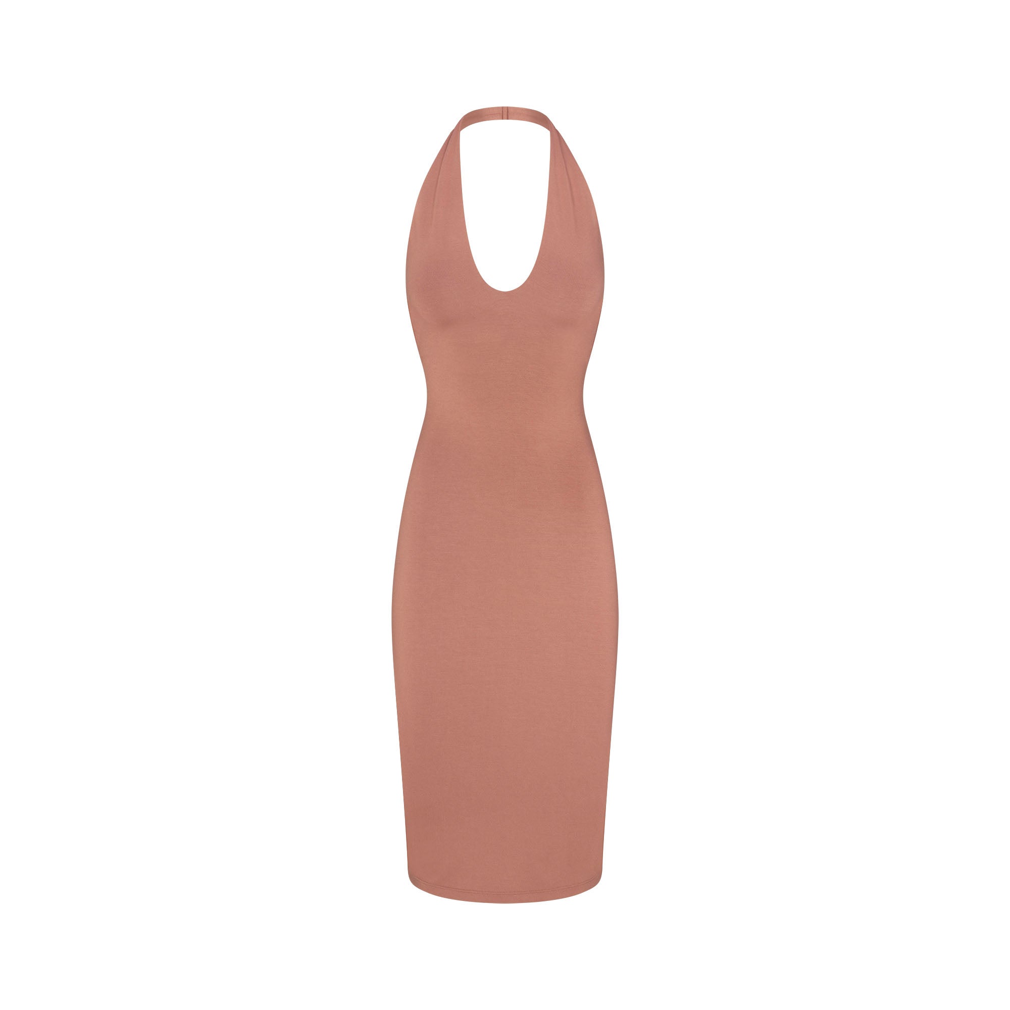 PLUNGE HALTER MIDI DRESS
