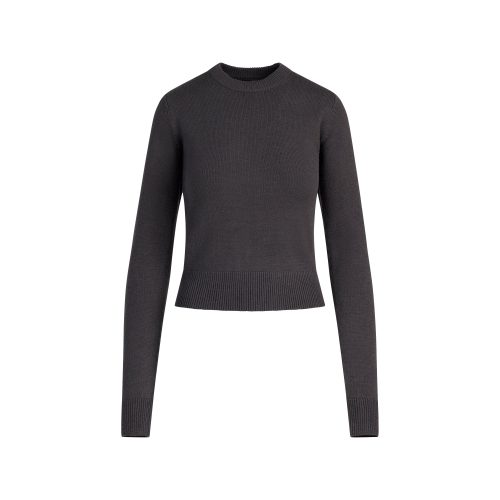 RIBBED LONG SLEEVE FITTED CREW NECK