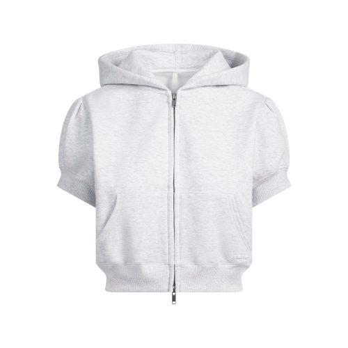 BUBBLE SLEEVE CROPPED ZIP UP