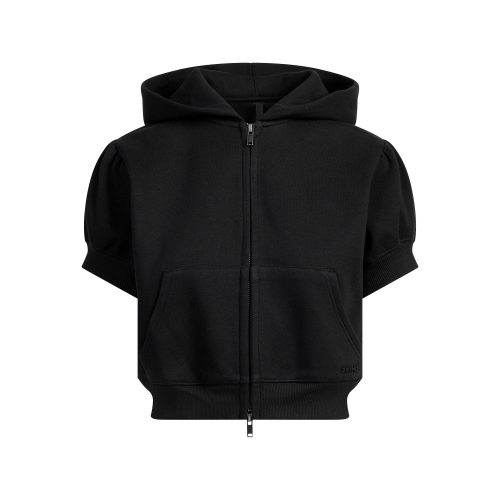BUBBLE SLEEVE CROPPED ZIP UP