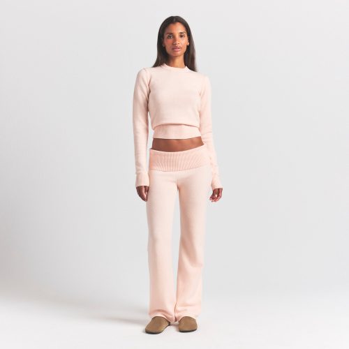 RIBBED LONG SLEEVE FITTED CREW NECK