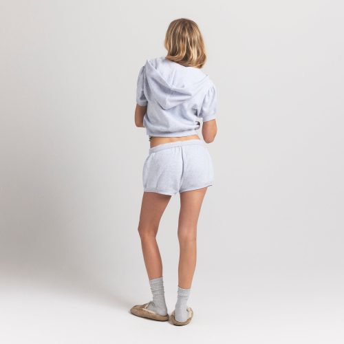 BUBBLE SLEEVE CROPPED ZIP UP