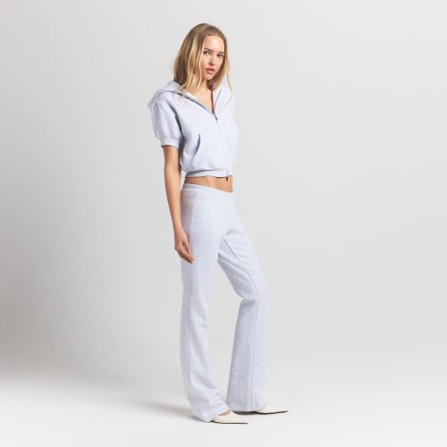 BUBBLE SLEEVE CROPPED ZIP UP