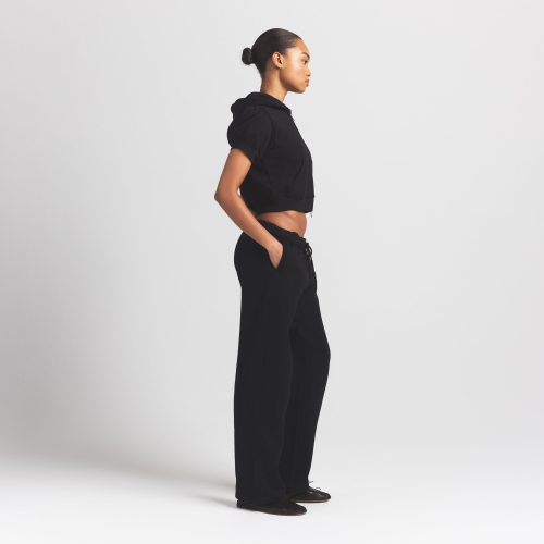 BUBBLE SLEEVE CROPPED ZIP UP
