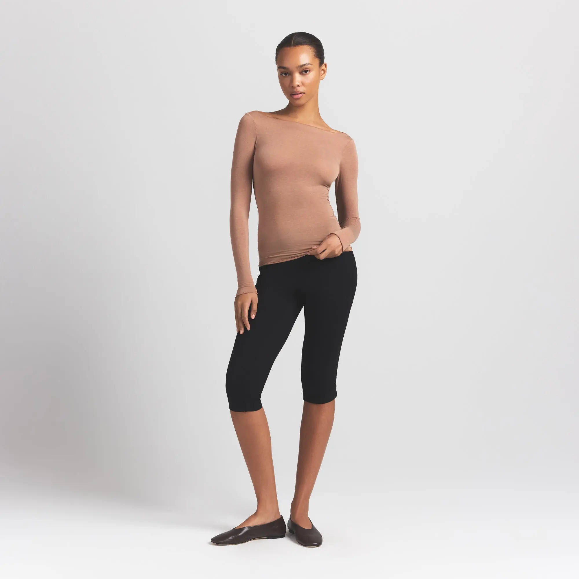 Long Sleeve Boatneck Top