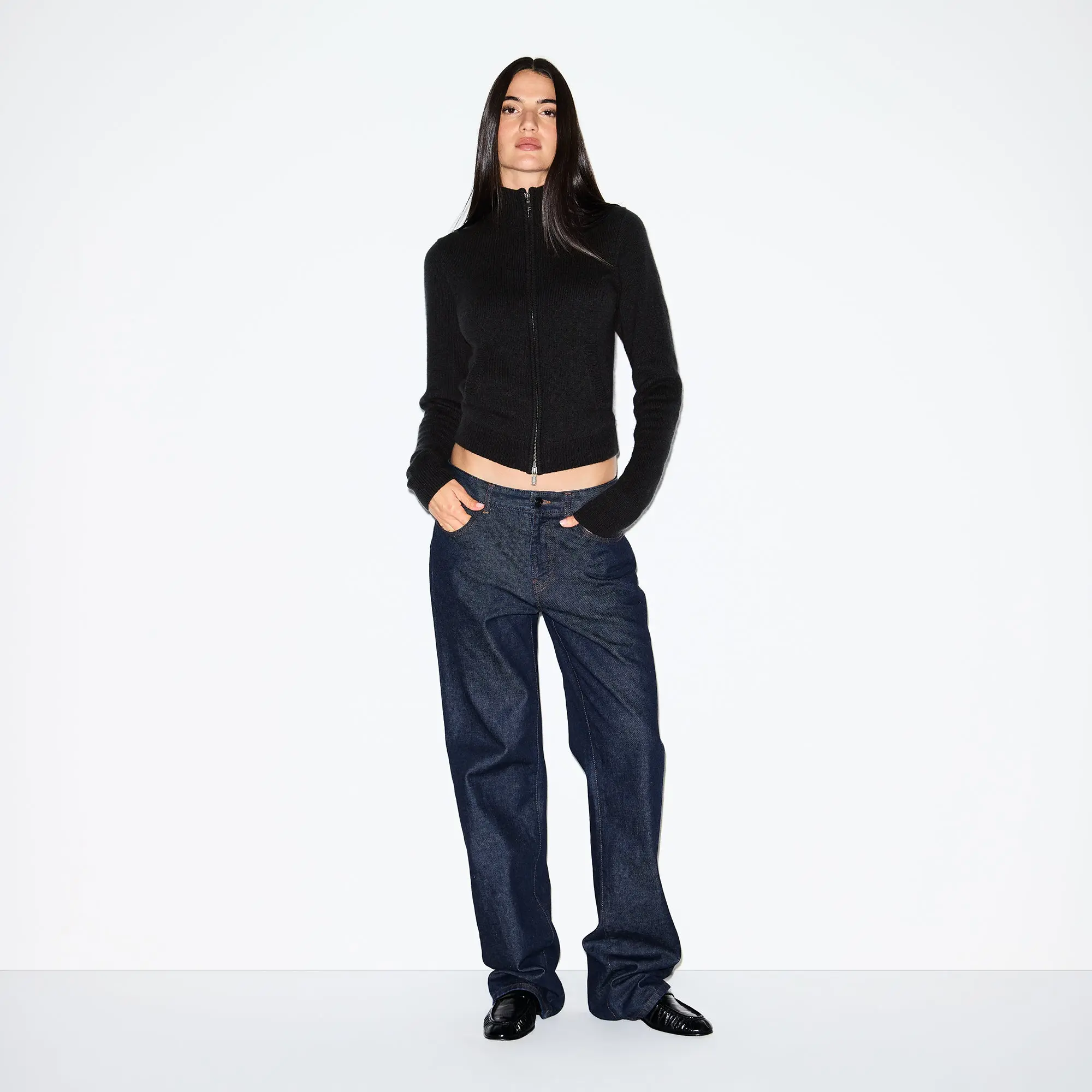 Zip Up Mock Neck Sweater