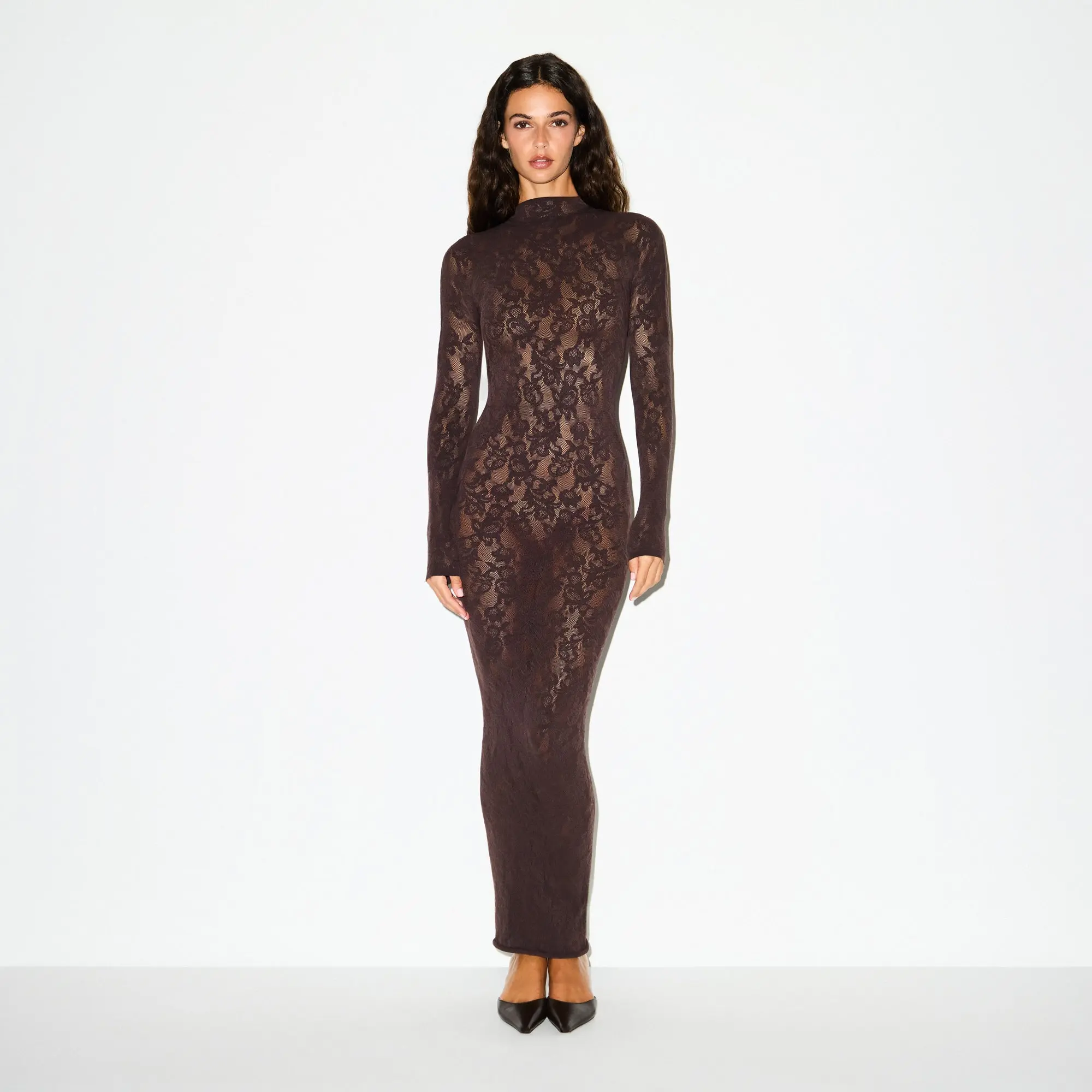 Mock Neck Long Dress