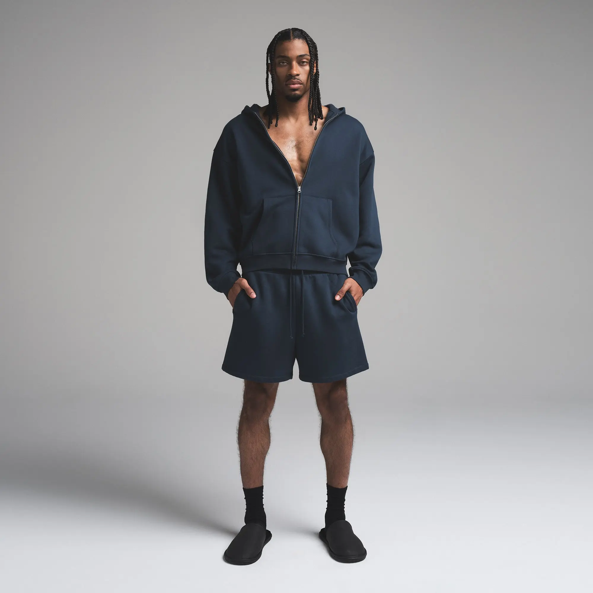 Mens Relaxed Zip Up Hoodie